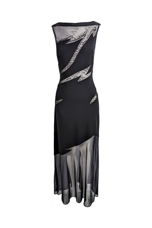 Tadashi Shoji Vintage Slashed Cut Out Evening Dress, 1990s