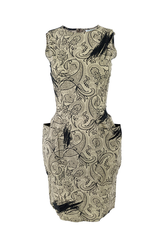 Istante by Versace Vintage Paisley Print Pocket Dress, 1980s
