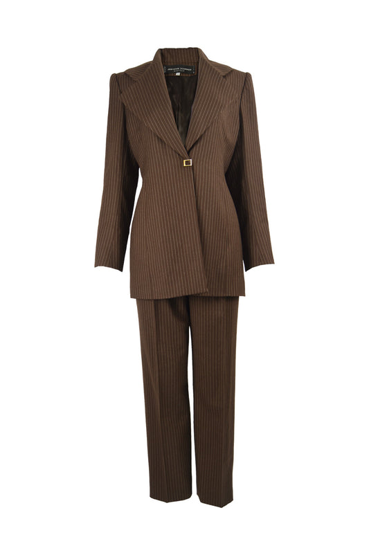 Women's Vintage Brown Pinstripe Trouser Suit, A/W 1998