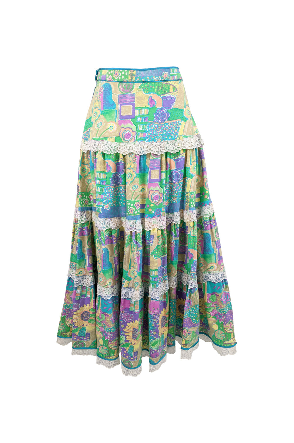 Vintage Multicoloured Maxi Peasant Skirt, 1970s