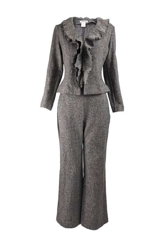 Womens Vintage Wool Tweed Wide Leg Pant Suit, 1990s