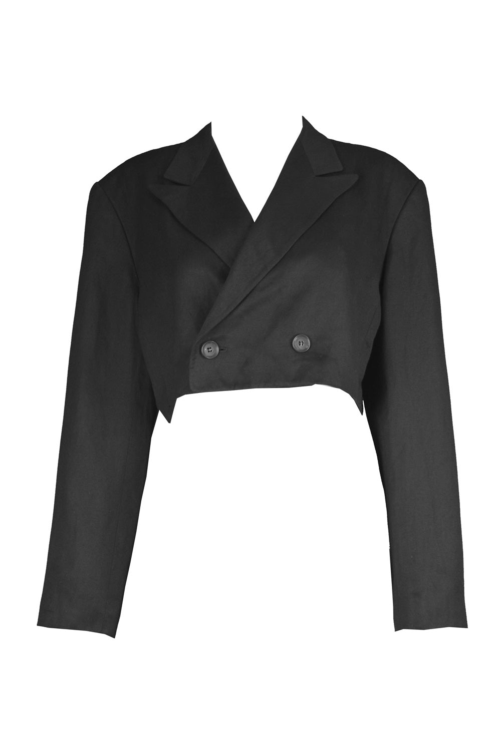 Preowned Black Vintage Cropped Jacket, 1980s